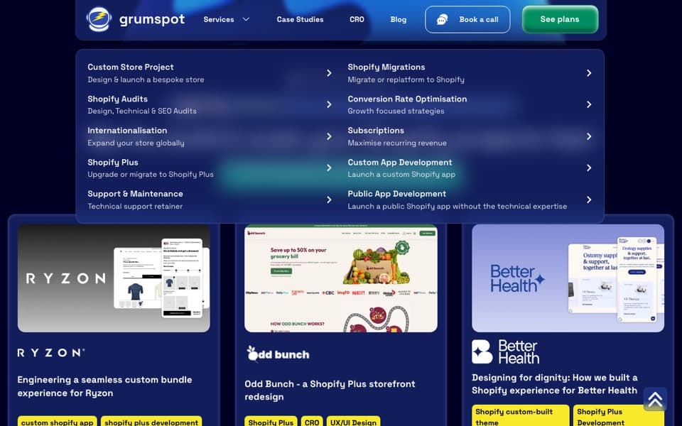 Grumspot 웹사이트 스크린샷