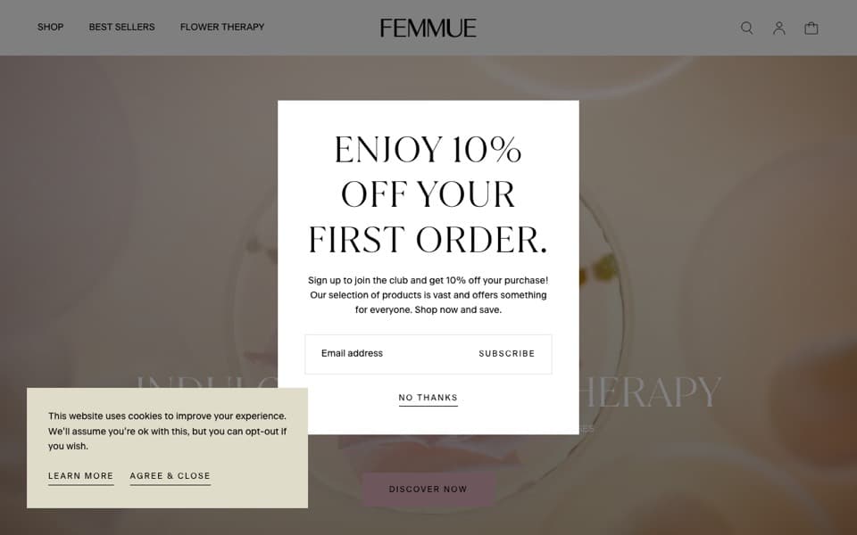 Femmue 웹사이트 스크린샷
